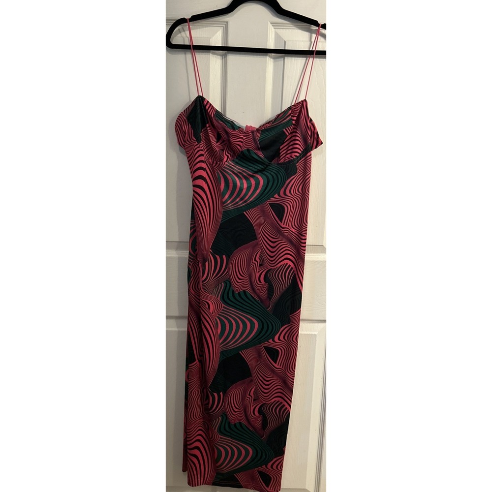 NWT‎ Pretty Little Thing Pink Abstract Sleeveless Midi Dress Plus Size 16 US